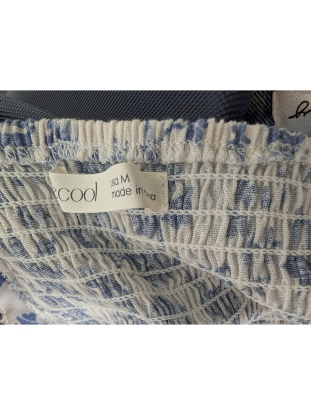 Becool Blue & White Floral Maxi Dress Smocked Back Lined Size Medium Coastal Cot - Picture 13 of 14